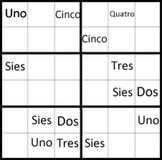 Sudoku Puzzle for Spanish numbers 1-9. Great for vocabular