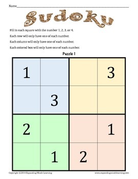 sudoku puzzles easy to medium 4x4 grid by expanding