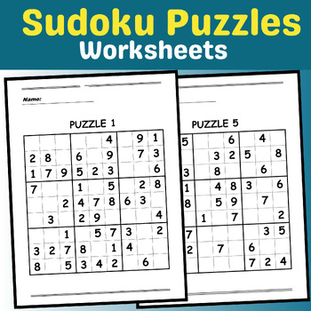 Preview of Sudoku Puzzles Worksheets | Sudoku Games Pages Activity For kids