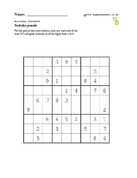 Preview of Sudoku puzzles - 50 worksheets - Pack 1