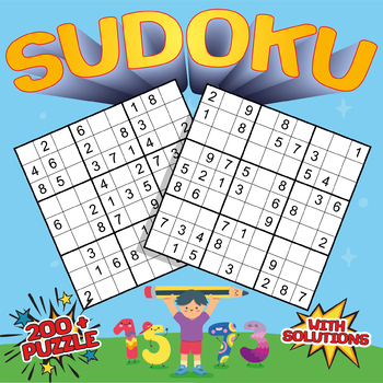 Preview of Suduko Puzzle Printable For Kids and Adults, Math Brain Games for relaxation