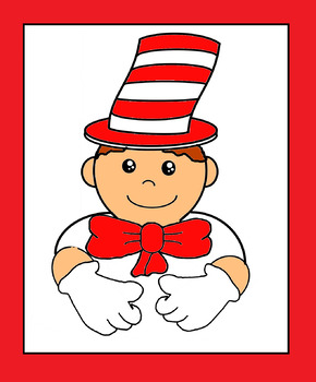 cat in the hat bow tie coloring page