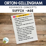 Suffix -AGE Orton-Gillingham Morphology Activities For Old