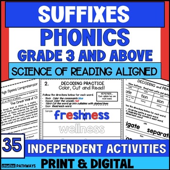 Preview of Suffix Activities for Upper Elementary-Phonics Activities | Phonics Worksheets