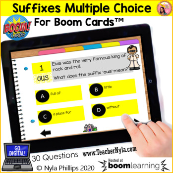 Preview of Suffix Boom Cards™ Multiple Choice Deck