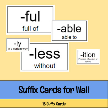 Preview of Suffix Cards for Wall/Anchor Chart