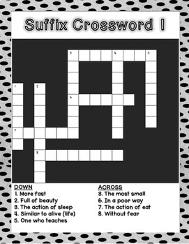 Suffix Crossword Puzzles by Hurting for Learning Matthew Hurt TpT