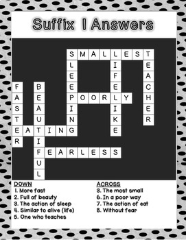 Suffix Crossword Puzzles *Mini Pack* by Hurting for Learning Matthew Hurt