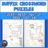 Suffix Worksheet Crossword Puzzles | -est, -er, -ness, -le