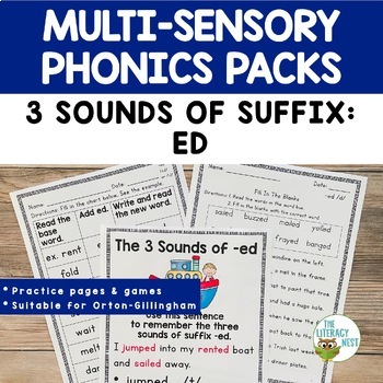 Preview of Phonics Packs: Suffix ED | Spelling Practice Literacy Activity Multisensory