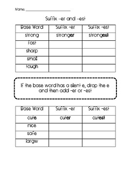 Preview of Suffix -ER and -EST Worksheet FREE!