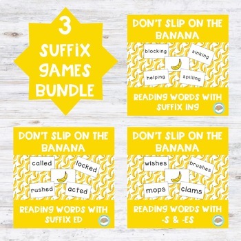 Preview of Suffix Games Bundle- Reading words with -s, -es, -ing, -ed- 3 Games