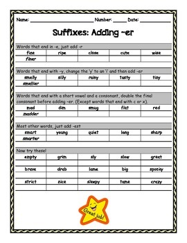 Suffix Grammar Worksheet by Teaching for Tomorrow | TpT