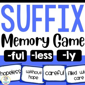 Preview of Suffix Memory Literacy Center (-less, -ly, -ful) Vocabulary & Word Work