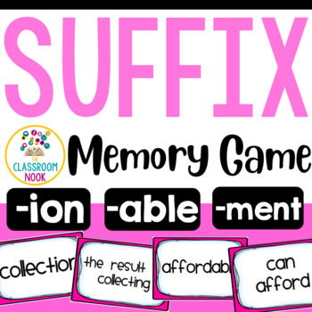 Preview of Suffix Memory Literacy Center (-able, -ion, -ment) Vocabulary & Word Work