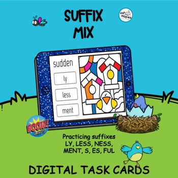 Preview of Suffix Mix LY, NESS, LESS, S, ES, FUL, MENT BOOM Cards