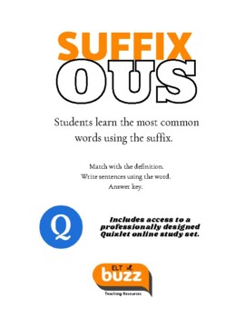 Preview of Suffix - OUS. Vocabulary. Test prep. ELA. Word Study. Online. GMAT. SAT.