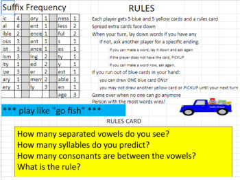 Preview of Suffix PICKUP - Wilson Word Game - Rules - rules - Excel