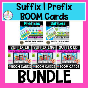 Preview of Suffix & Prefix Boom Card Bundle | Distance Learning | Literacy Digital Games