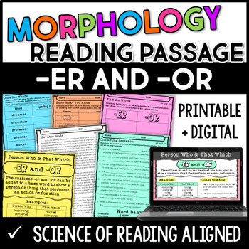 Preview of Suffix Reading Passage - Set 3: -ER and -OR Suffixes with Digital