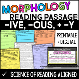 Suffix Reading Passage - Set 8: -IVE, -OUS, and -Y Suffixe