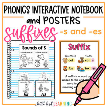 Preview of Suffixes -S and -ES Interactive Notebook Activities and Posters