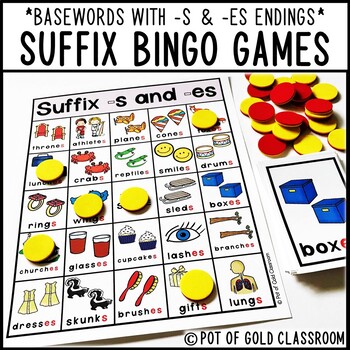 Preview of Suffix S and Suffix ES Word Cards and BINGO Games