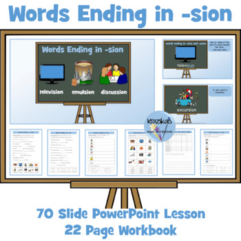 Preview of Suffix Sion PowerPoint Lesson and Workbook