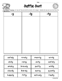 Suffix Sort -y, -ly, -ty - sorting worksheet