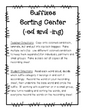 Suffixes Sorting Center (-ed and -ing) and Recording Sheet