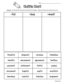 Suffix Sorts - Level 2 - 8 SHEET MAGA PACK! -ful, ness, able, etc.!