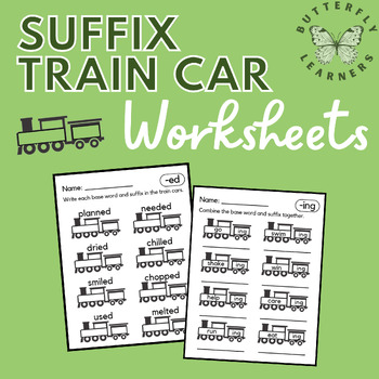 Preview of Suffix Train Car Practice Worksheets (-ed, -ing, -s)