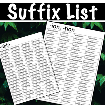 Preview of Suffix Word List Grammar Posters BEST Standards 