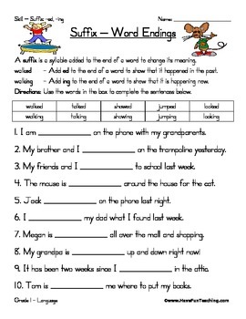 Suffix Worksheet by Have Fun Teaching | Teachers Pay Teachers