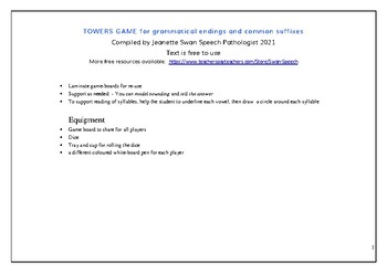 Preview of Suffix and word endings  - Towers Game