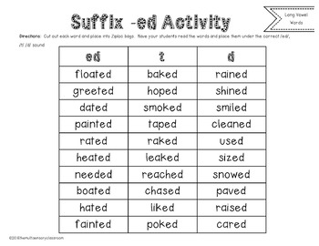 Suffix -ed (Long Vowel Words) by The Multisensory ...
