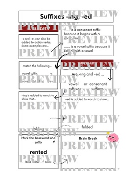 Preview of Suffix -ing, -ed, -er, -est Fundations Guided Notes