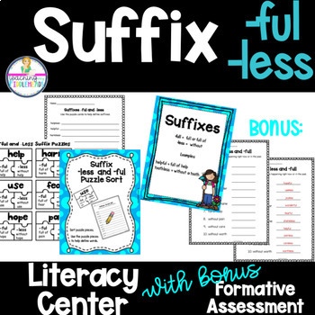 Preview of Suffix -less and -ful Hands-On Literacy Center Activities