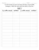 Suffix ly and y word sort activty worksheet