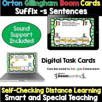 Preview of Suffix-s Sentences Boom Cards Distance Learning Orton Gillingham