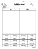 Suffix -y and -ly Sorting Worksheet