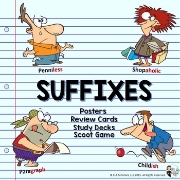 Preview of Suffixes: Display Posters, Review Games and Task Cards