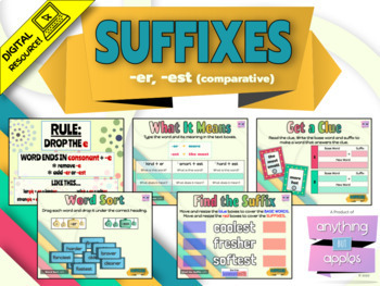 Preview of Suffixes (Comparatives -er, -est) PRINTABLE & DIGITAL BUNDLE