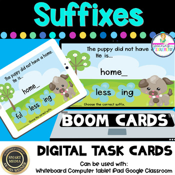 Preview of Suffixes Digital BOOM CARDS | Distance Learning  | Literacy Digital Games
