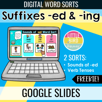 Preview of Suffixes -ED and -ING - Digital Word Sorts | Google Slides FREEBIE