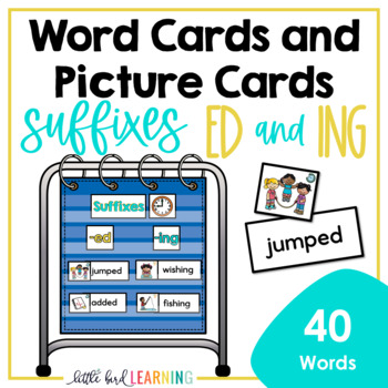 Preview of Suffixes ED and ING Inflectional Endings Decodable Word Cards and Picture Cards