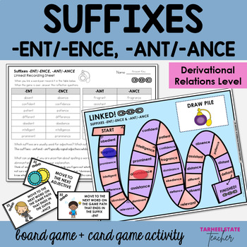 Preview of Suffixes ENT ENCE ANT ANCE Games and Activities Derivational Relations Spellers