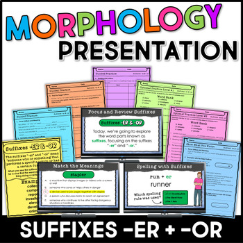 Preview of Suffixes -ER and -OR Morphology Teaching Slides & Guided Notes with Practice