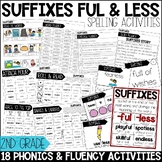 Suffixes FUL and LESS Worksheets, 2nd Grade Spelling Activ