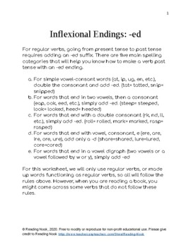 Preview of Suffixes - Inflected Endings (-ed and -ing) Worksheet
